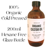 ORGANIC 100% UNREFINED COLD PRESSED CASTOR OIL-HEXANE FREE-GLASS BOTTLE