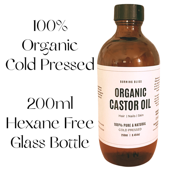 ORGANIC 100% UNREFINED COLD PRESSED CASTOR OIL-HEXANE FREE-GLASS BOTTL -  Burning Bliss