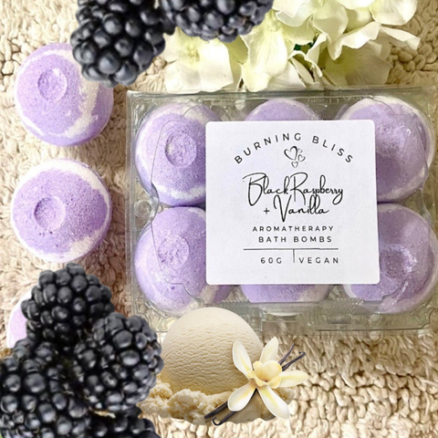 Bath Bombs | Black Raspberry + Vanilla | Gift Pack of 6
