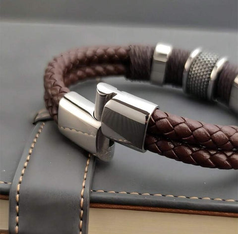 Men's Brown Leather Multi-Layer Vintage Bracelet