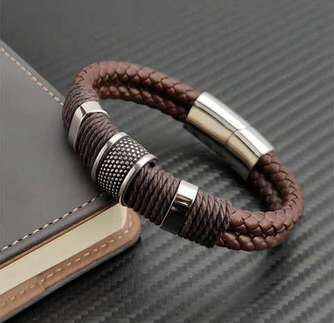 Men's Brown Leather Multi-Layer Vintage Bracelet