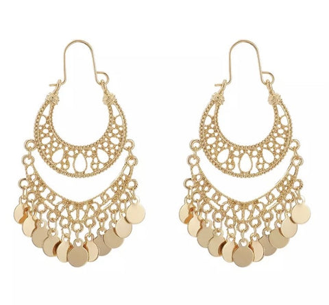 Anna Glamorous Gold Tassel Earrings