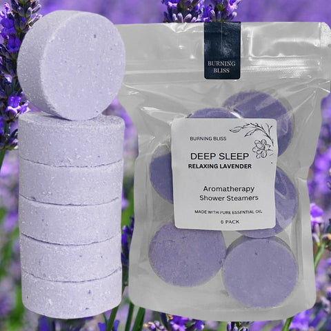 6 x DEEP SLEEP RELAXING LAVENDER SHOWER STEAMERS