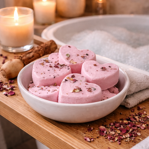 Rose Petal Mini Heart Bath Bombs