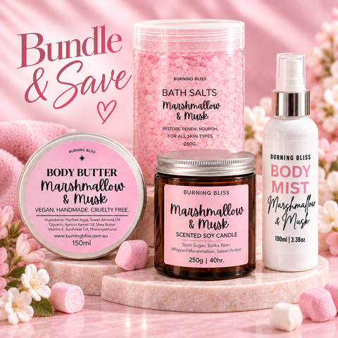 Marshmallow & Musk Bundle | Soy Candle | Body Butter | Bath Salts | Body Mist