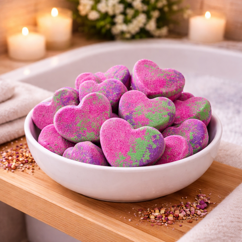 Mini Heart Bath Bombs | Unicorn Rainbow