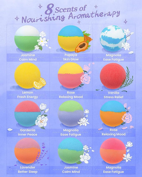 Aromatherapy Bath Bombs | Gift Box of 24