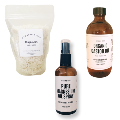 Wellbeing Bundle | Magnesium Spray | Organic Castor Oil | Magnesium Bath Salts