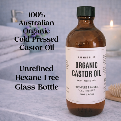 Organic 100% Unrefined Cold Pressed Castor Oil | Hexane Free | Glass Bottle