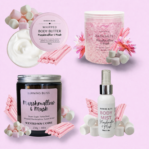 Marshmallow & Musk Bundle | Soy Candle | Body Butter | Bath Salts | Body Mist