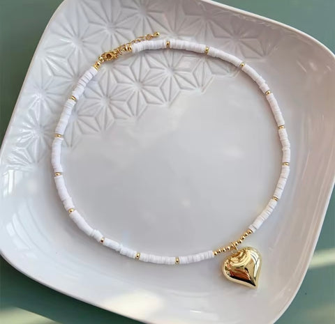 Tia Gold Heart Choker Necklace