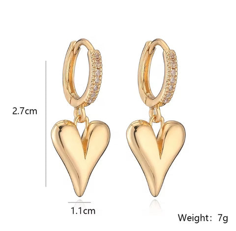 Danni Gold Heart Earrings