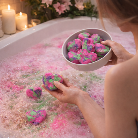 Mini Heart Bath Bombs | Unicorn Rainbow