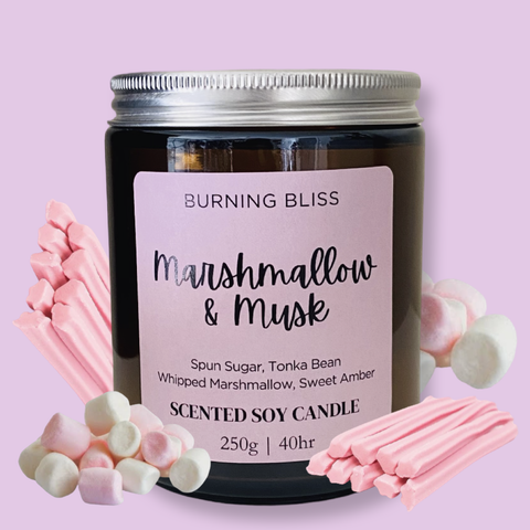 Marshmallow & Musk Scented Soy Candle