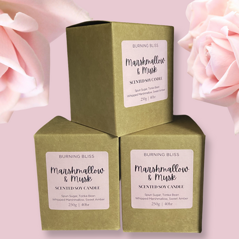 Marshmallow & Musk Scented Soy Candle