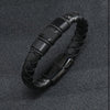 Men's Black Leather Braided Cuff Icon Magnetic Bracelet