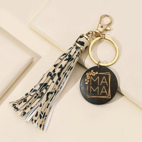 Cheetah Tassel MA MA Gold Keyring