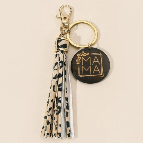 Cheetah Tassel MA MA Gold Keyring