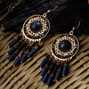 Navy Blue/Gold Statement Bead Earrings